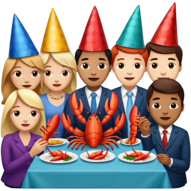 Too many people eating lobster at a family party emoji