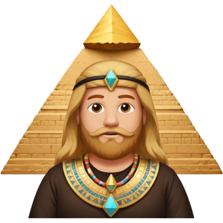 fat male blond reddish long hair agent with three-day-beard in egypt with pyramid. emoji