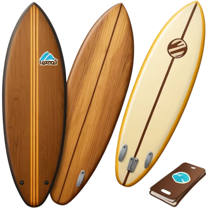 1 brown Surfboard with Sticker emoji