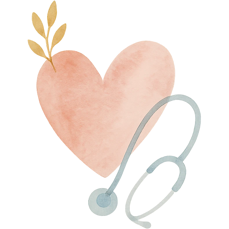 a heart with accessories, soft and textured, watercolor style emoji