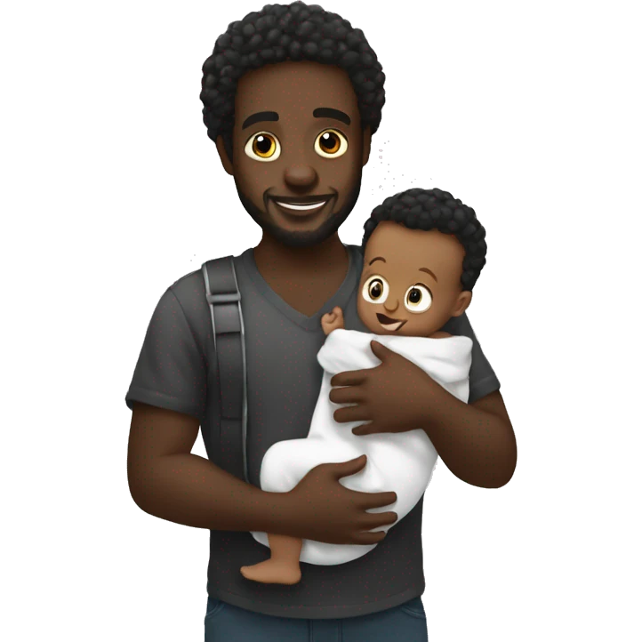 Black man holding baby oil and a baby emoji