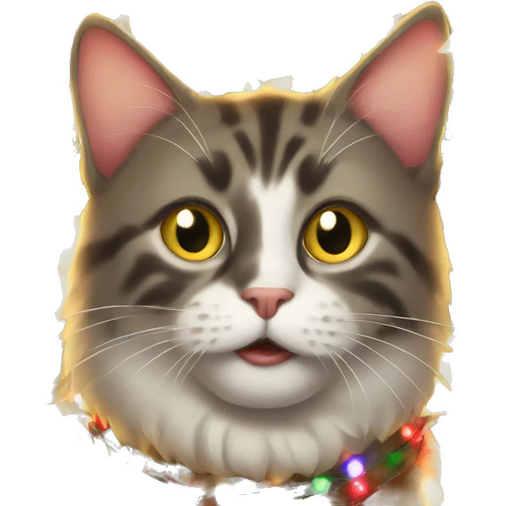 Christmas cat covered in Christmas lights  emoji