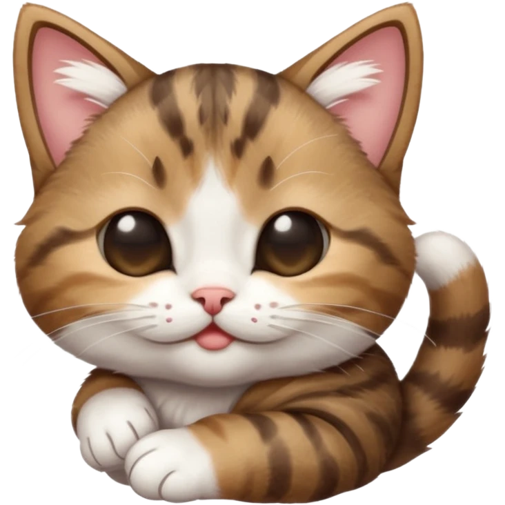 dark brown tabby and white kitten in funny positions upside down with eyes closed emoji