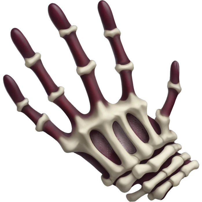 skeleton hand with long maroon nails and rings  emoji