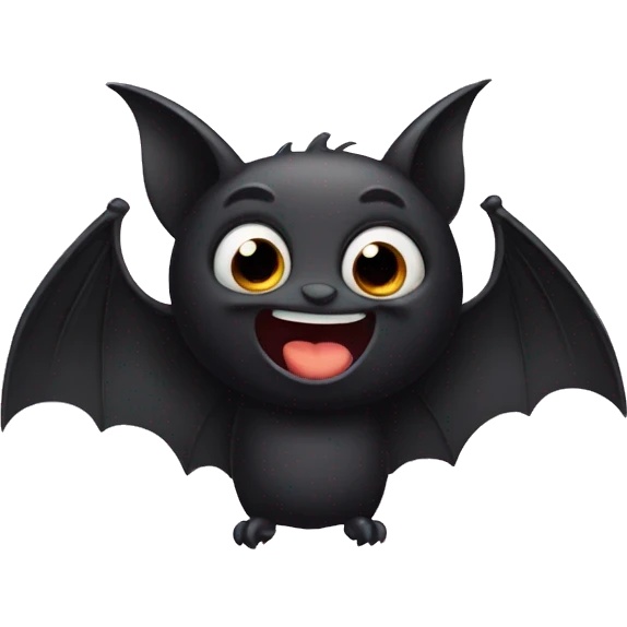 Cute Black bat making silly face emoji