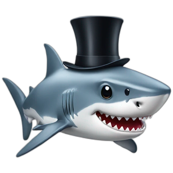 Shark with a top hat emoji
