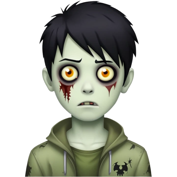 boy zombie with black hair, emo style emoji