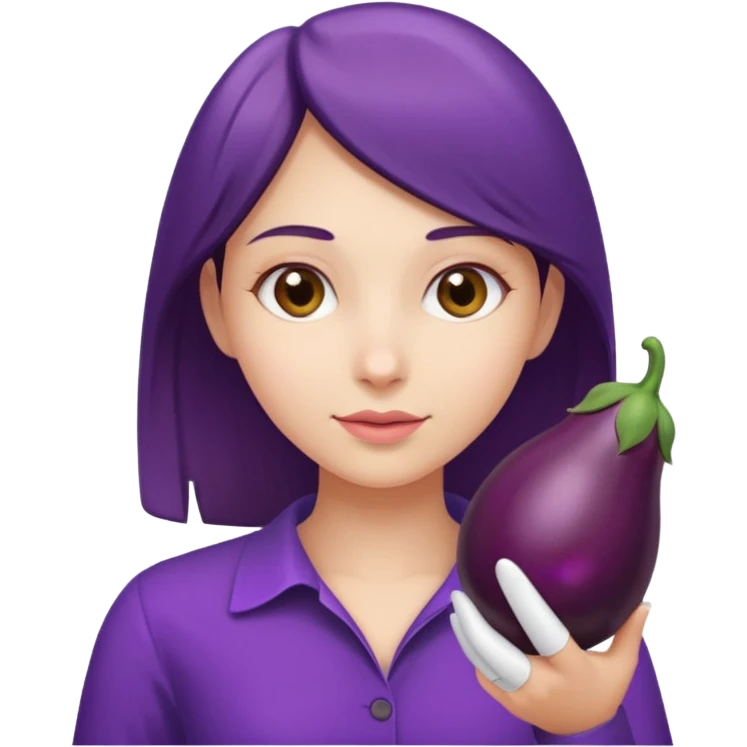 girl holding brinjal emoji