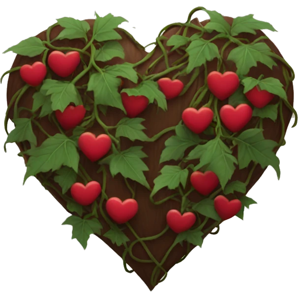 dark red heart with vines wrapped around it emoji