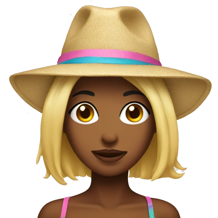 hot girl in a bikini wearing a funny hat emoji