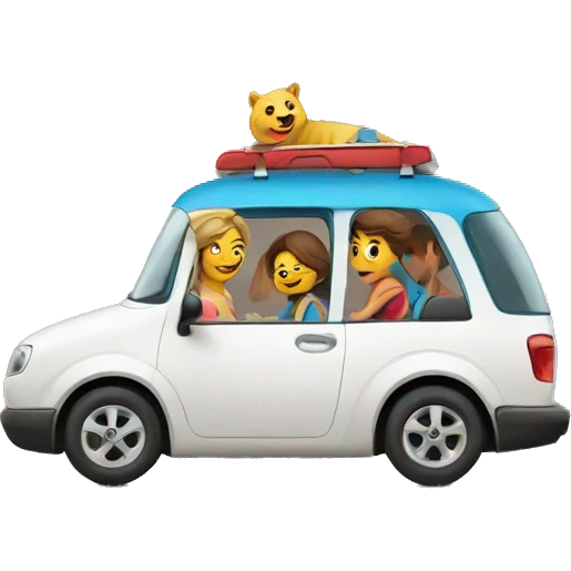 family trip in a car emoji