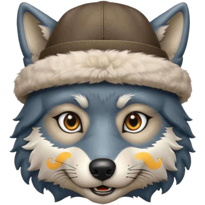wolf face wearing a hat emoji