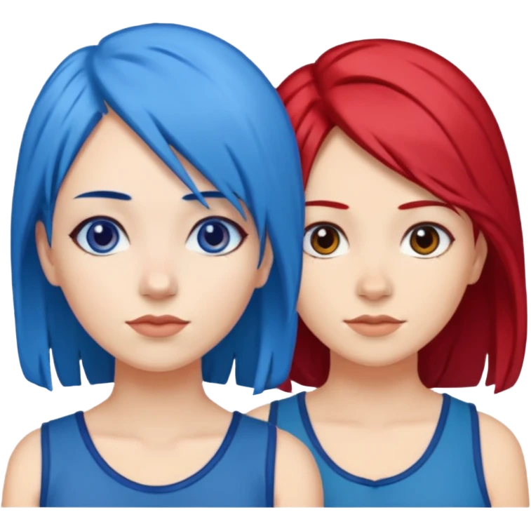 👭one having blue hair and one having red hair emoji