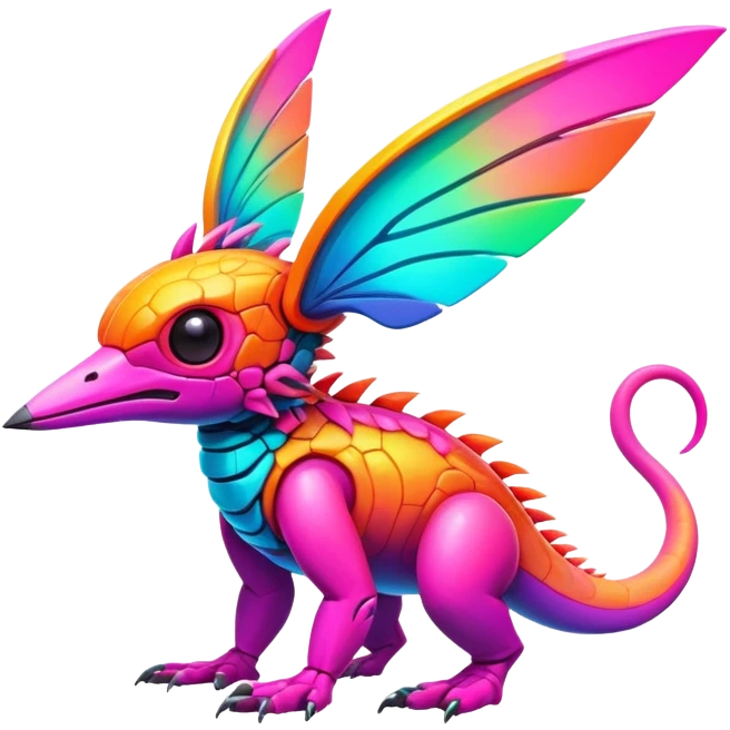Tropical futuristic lush warm-colored modern colorful neon-colored cyber-Fakémon-Trico-creature emoji