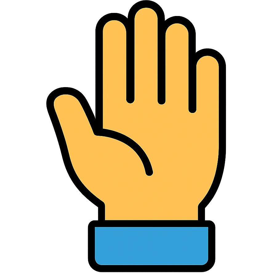 hand emoji, color outlined icon, subtle color accents, black outlines emoji