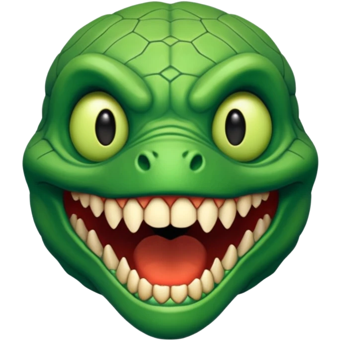 Reptilian humanoid, sharp teeth, small horror emoji, no background emoji