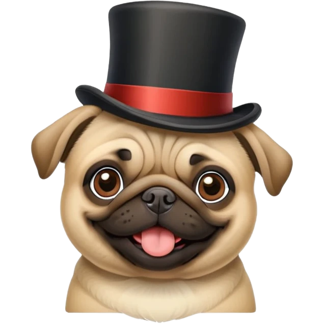 pug wearing a top hat emoji