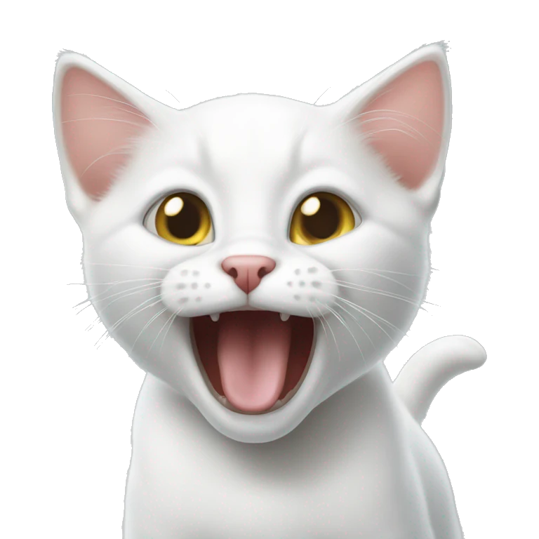 White kitten hissing  emoji