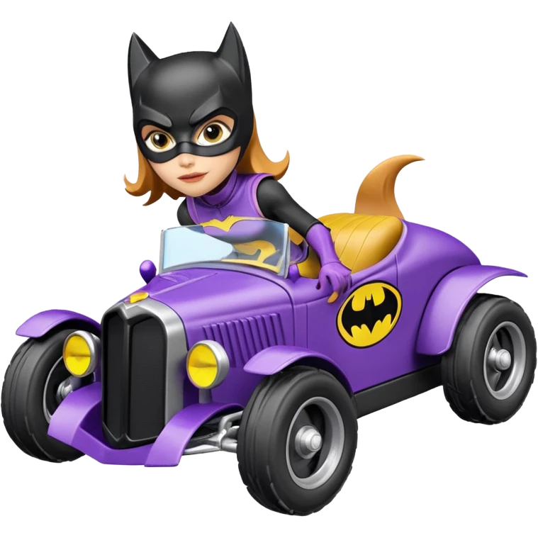 Hot wheels racing cartoons BatGirl’s 1932 stealth retro cat burglar sporty petite off-road pursuit mobile cruiser car (reclined seating position) emoji
