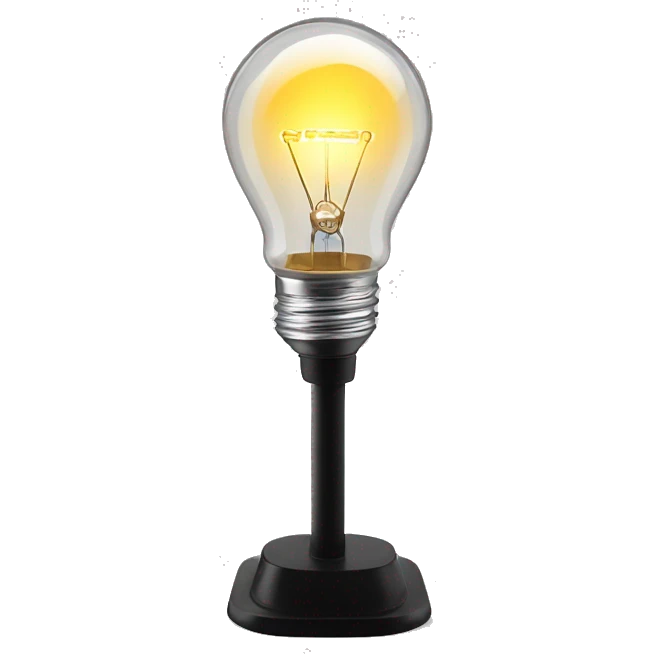 exposed light bulb on a tall portable light stand emoji