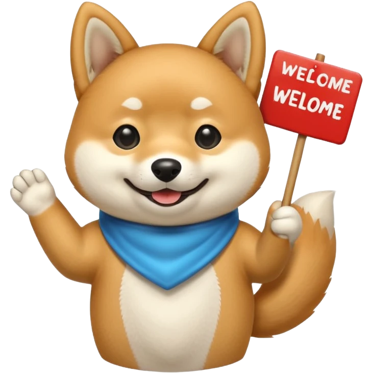 shiba holds welcome sign emoji