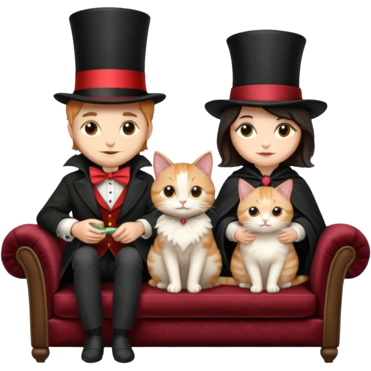 magician couple and their pet cat emoji