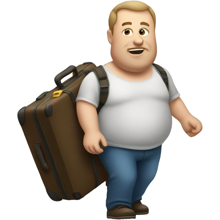 Fat russian guy holding a suitcase in a fancy hallway that’s so fat it’s blurry and takes up the whole screen emoji