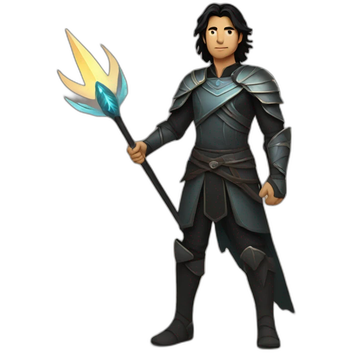 Kaladin with a light spear, with black wings emoji