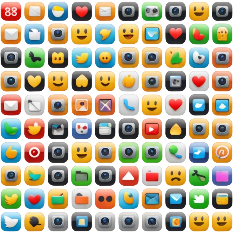 A grid of photos and videos emoji