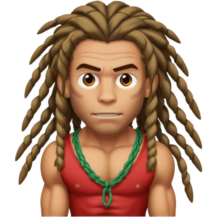 tarzan with dreadlocks tied up emoji