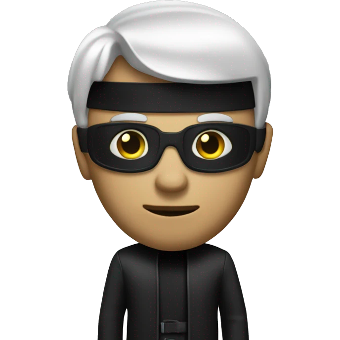 Neo from matrix waving with a serious face, with matrix in the background emoji