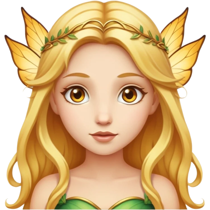 Female fairy with golden hair and golden eyes  emoji