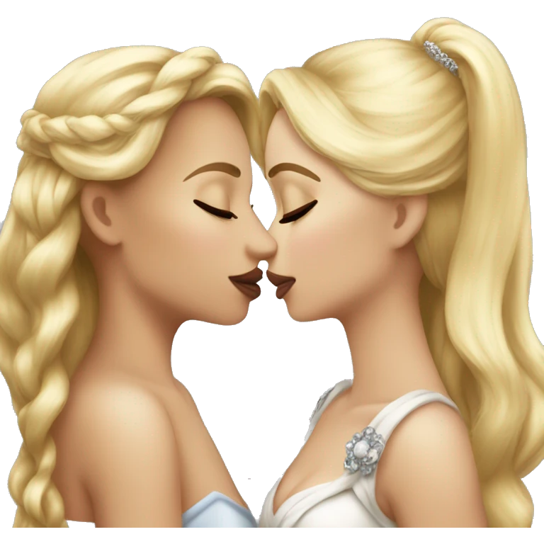 2 women princesses couple blonde deep kiss emoji