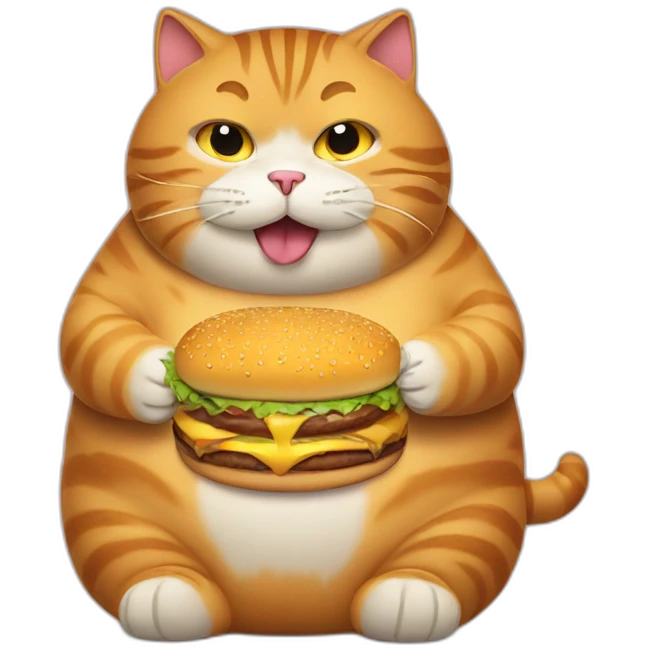 fat cat eating burger emoji
