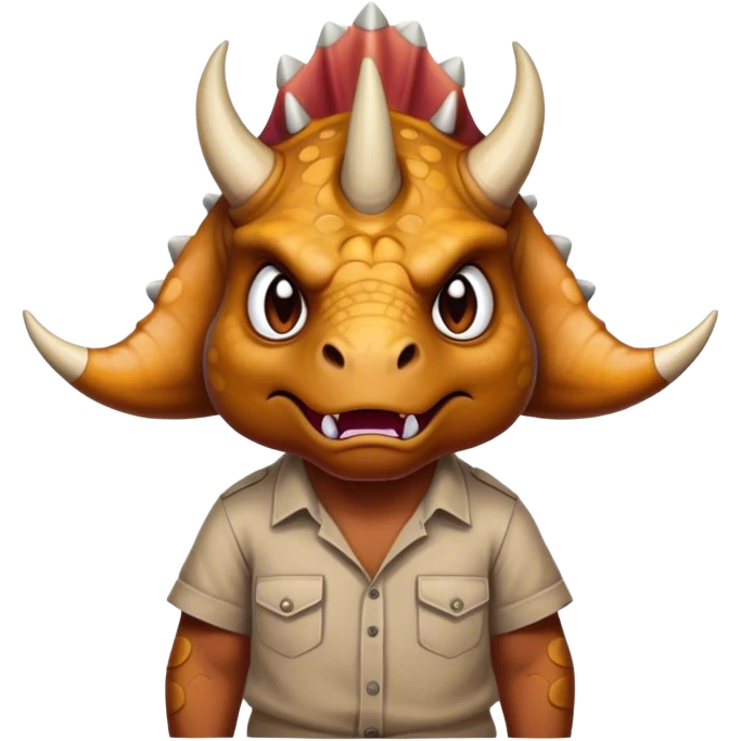 angry face of a triceratops in a shirt emoji