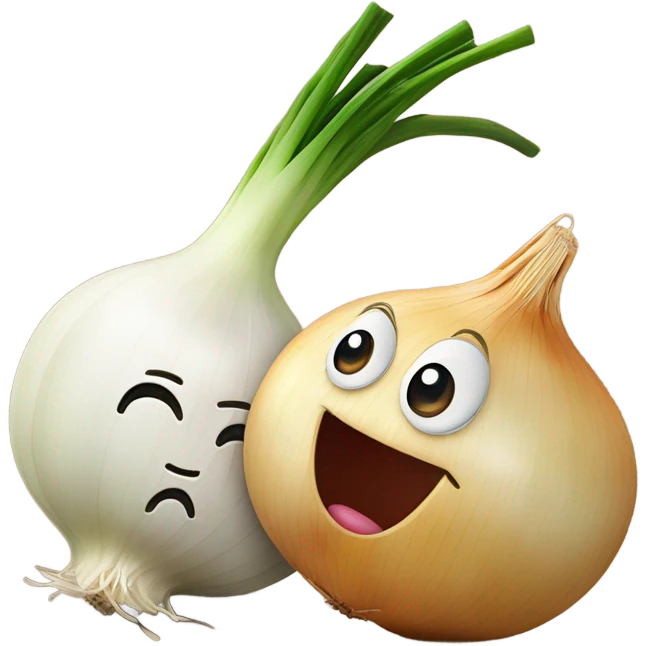 an onion and a garlic clove in love emoji