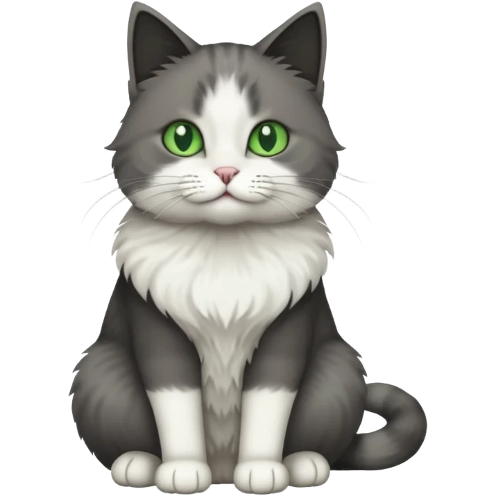full body half dark grey and half white cat emoji