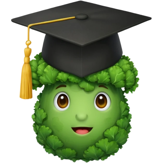 broccoli wearing a mortarboard emoji