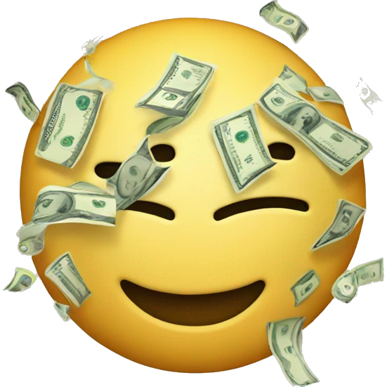 an emoji with number 10 million and also dollar and money around emoji