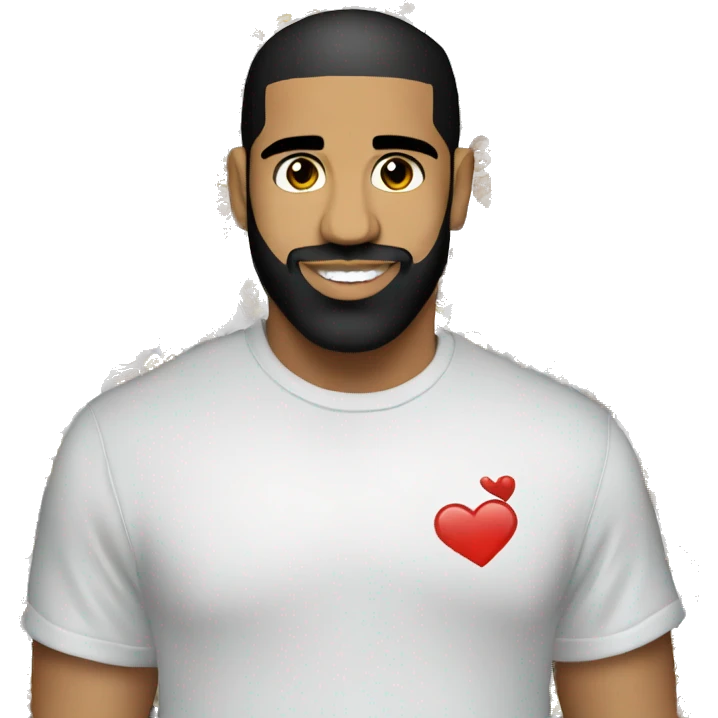 drake wearing a shirt that says “i love jizelle” emoji