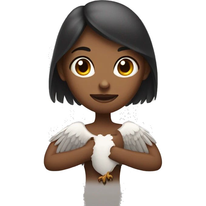 girl in cow face pose with eagle arms emoji