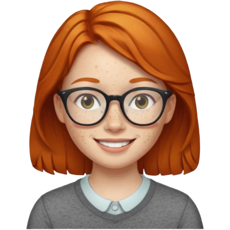 make a ginger girl with freckles and glasess emoji