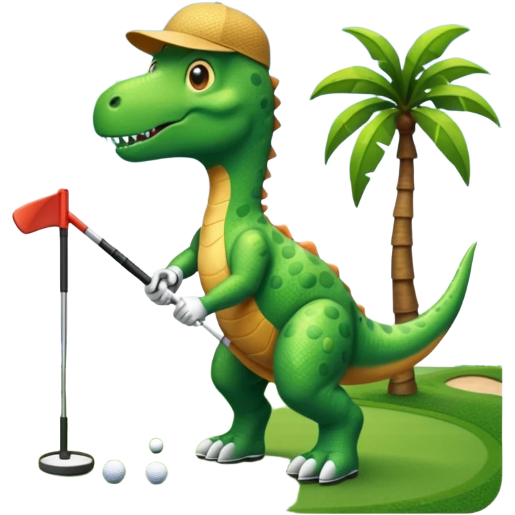 Dinosaur golfing emoji