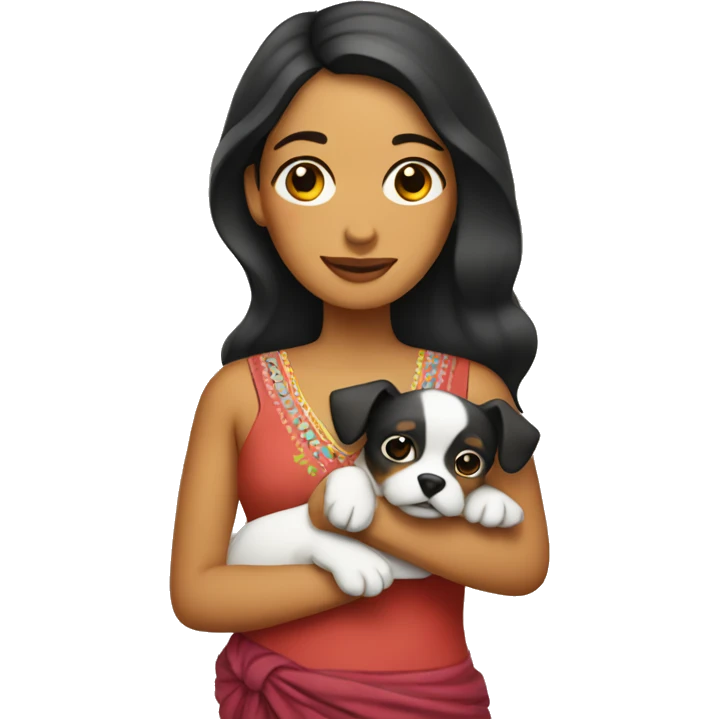 Mexican Lady holding dog like baby emoji
