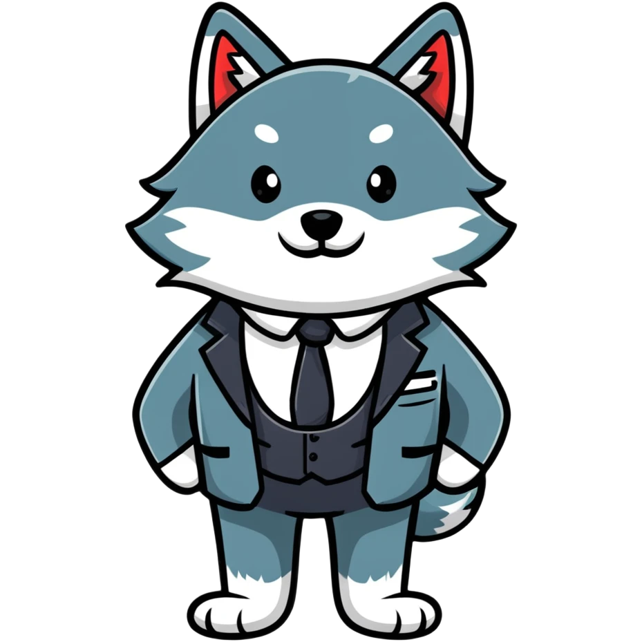 wolf stockbroker with suit and tie emoji