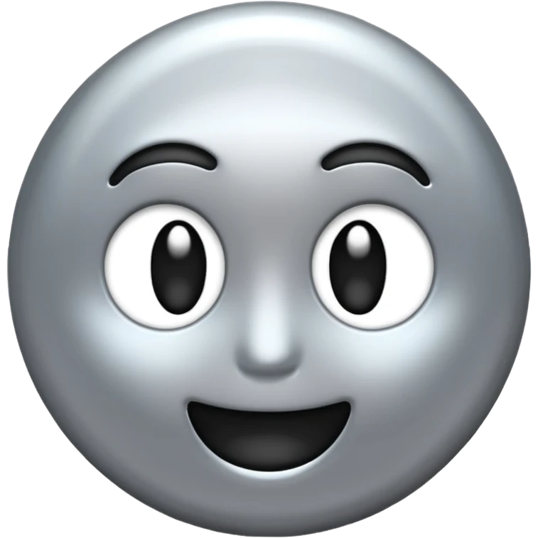 Silver chrome sparkle emoji, iOS emoji style, minimal shape, glossy metallic shine, clean background, smooth lighting emoji