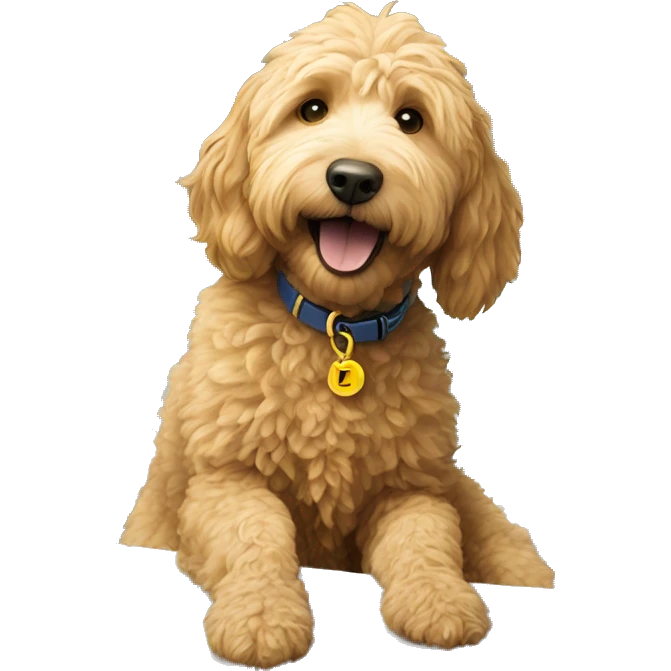 golden doodle hanging over a pool emoji