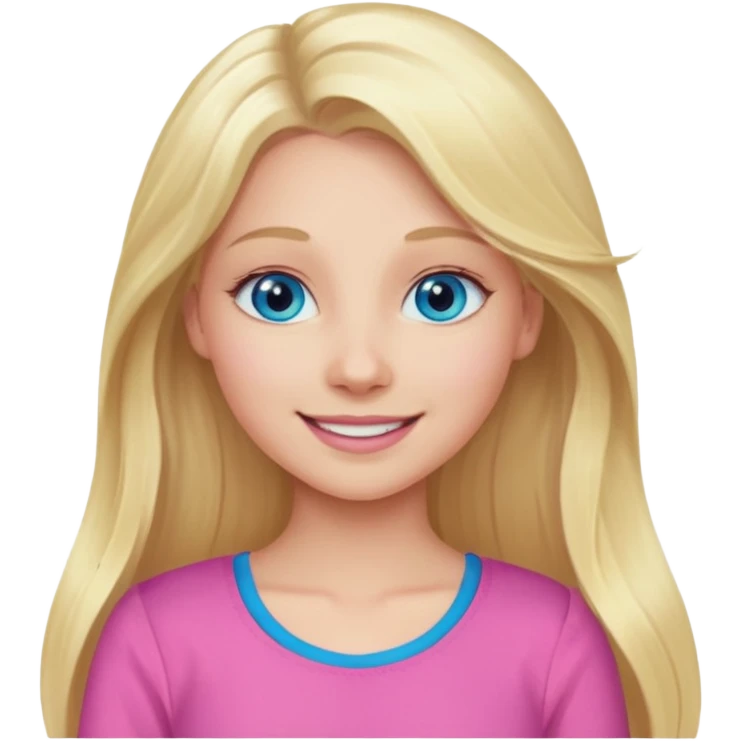 Aurora with long blonde hair, blue eyes, pink outfit emoji