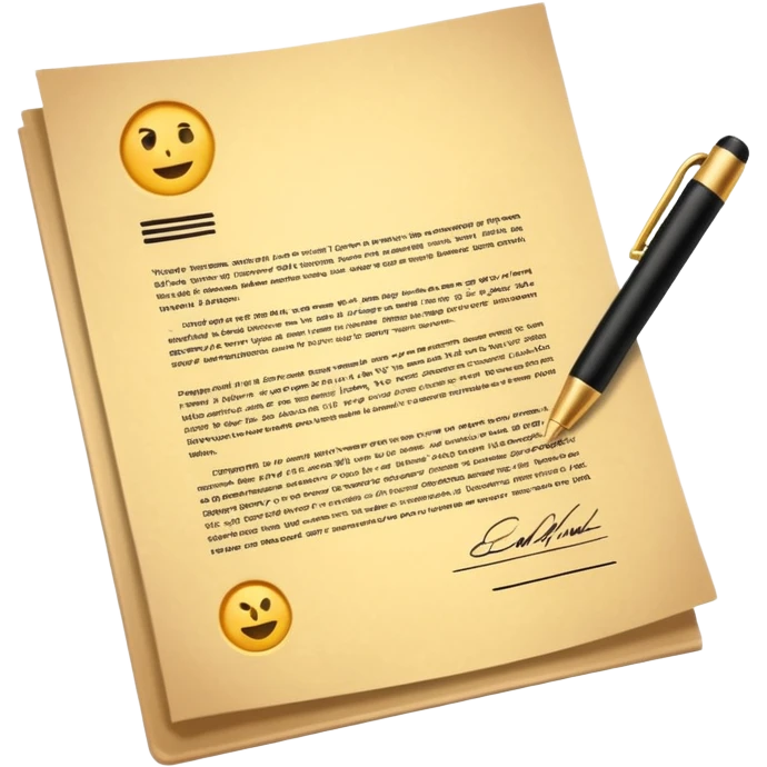 Professional warranty contract golden paper signed emoji