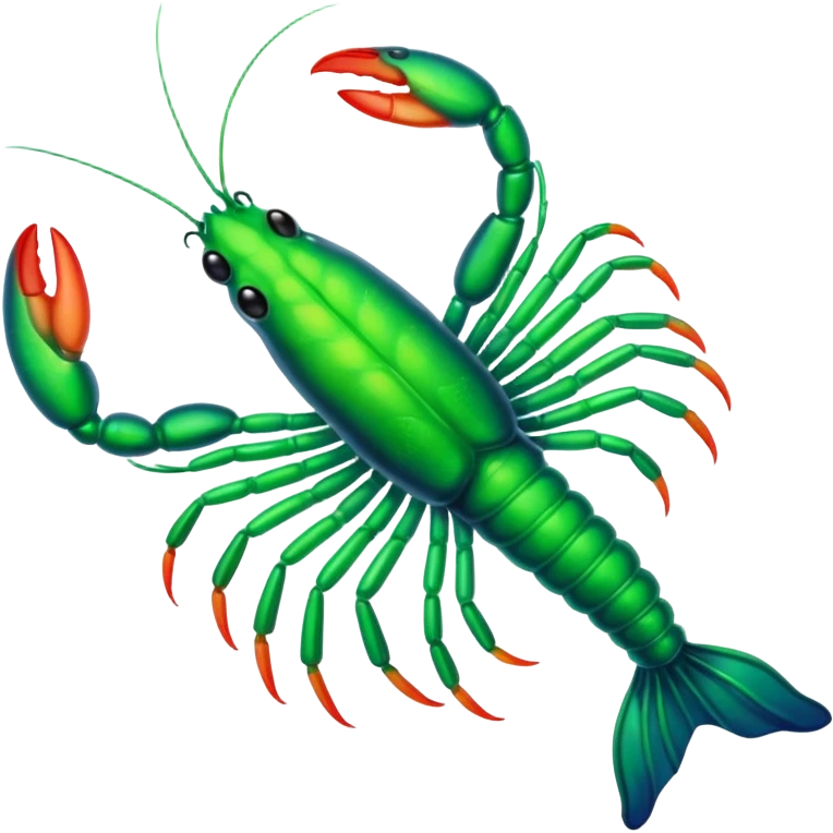 emoji of a headless glowing green shrimp emoji